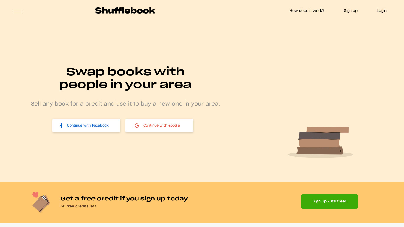Shufflebook Landing page