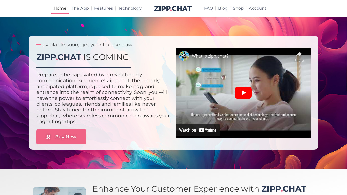 zipp.chat Landing page