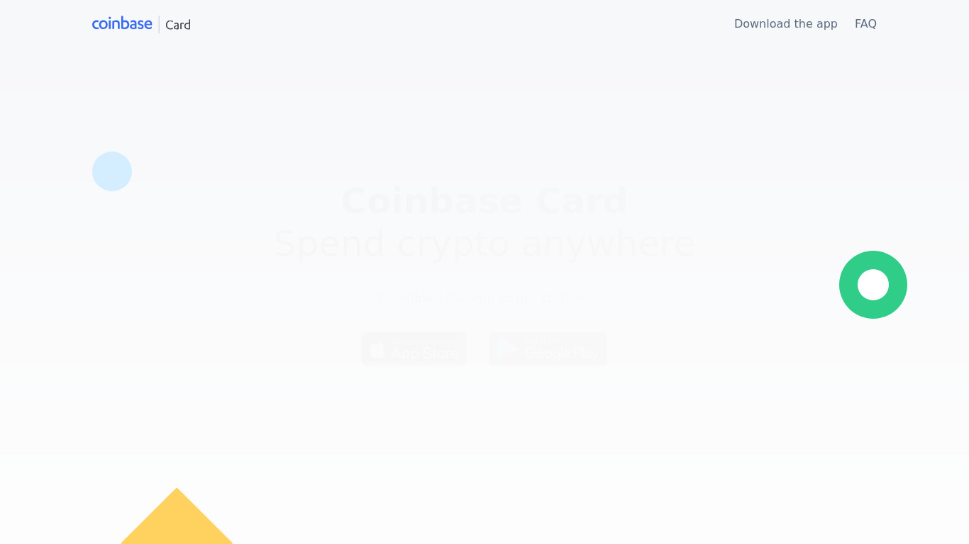 Coinbase Card Landing page
