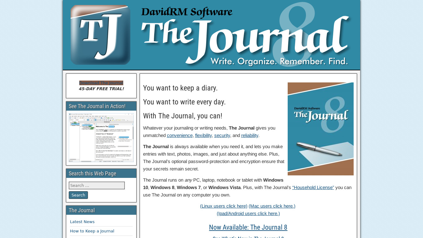 The Journal Landing page
