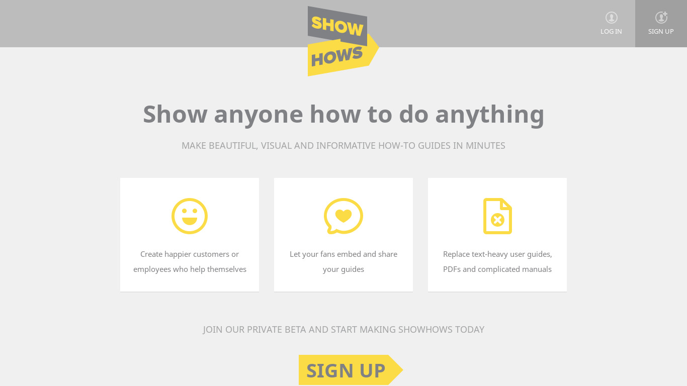 ShowHows Landing page