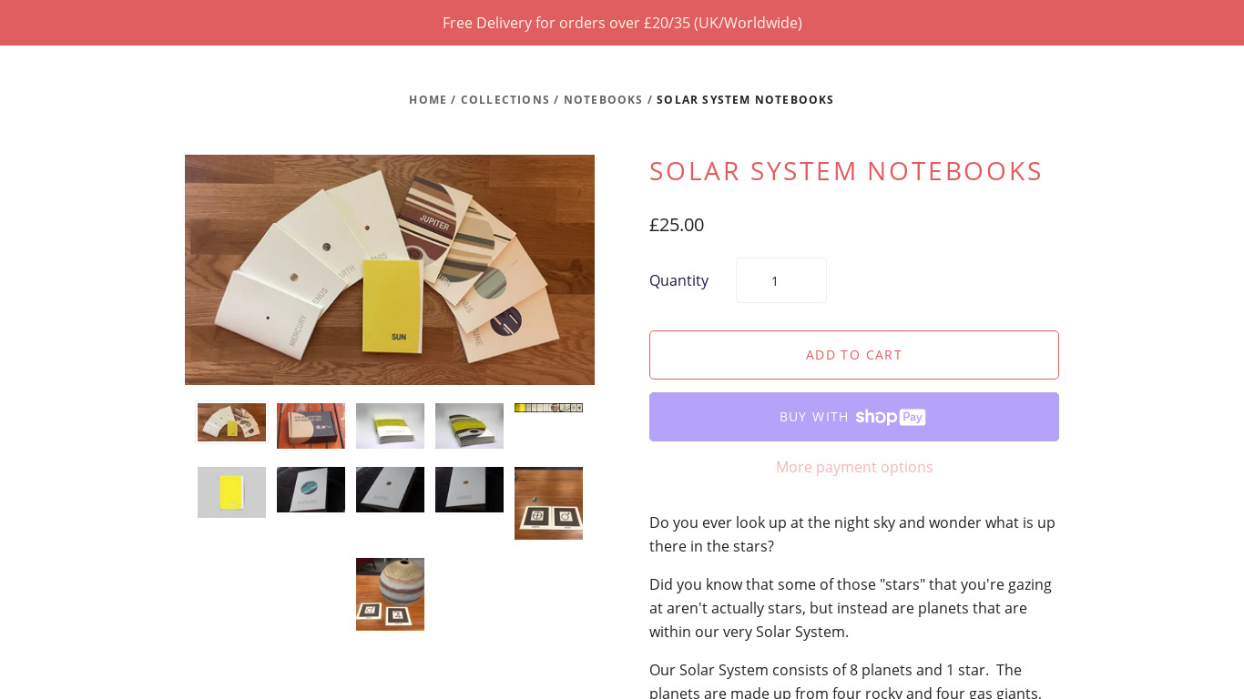 Solar System Notebook Set Landing page