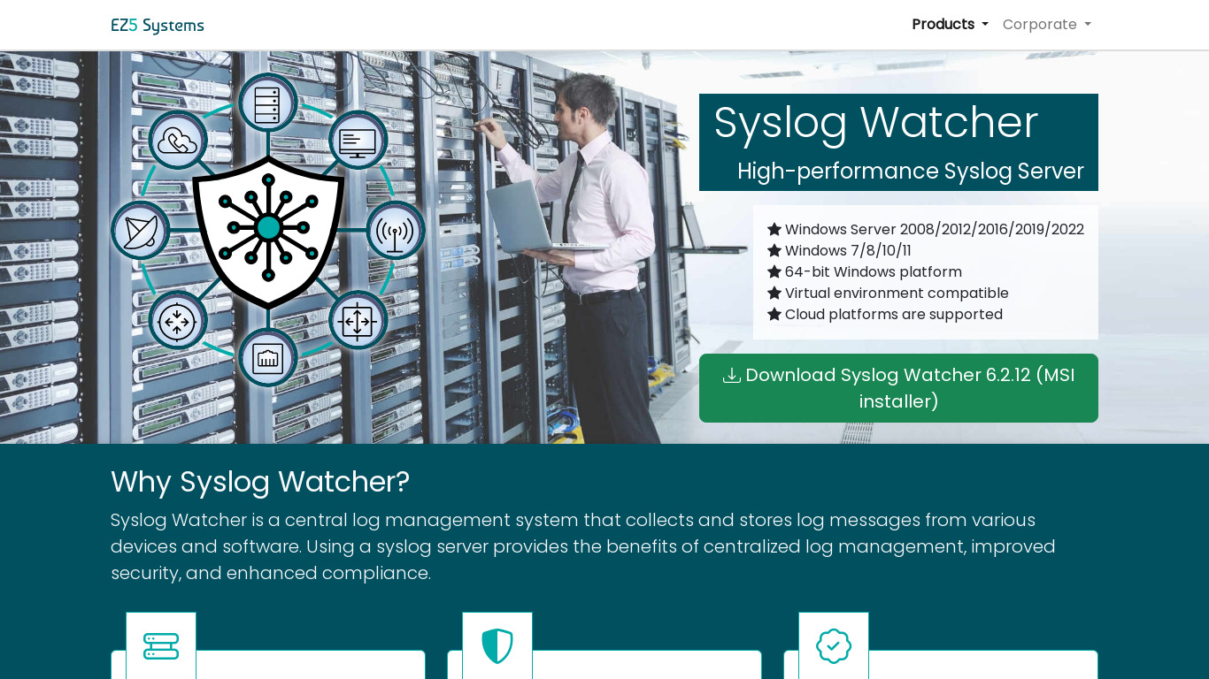 Syslog Watcher Landing page