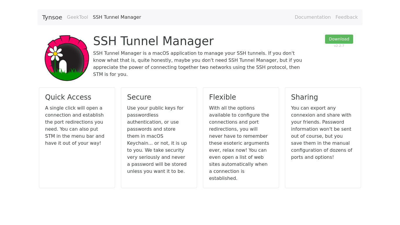 tynsoe.org SSH Tunnel Manager Landing page