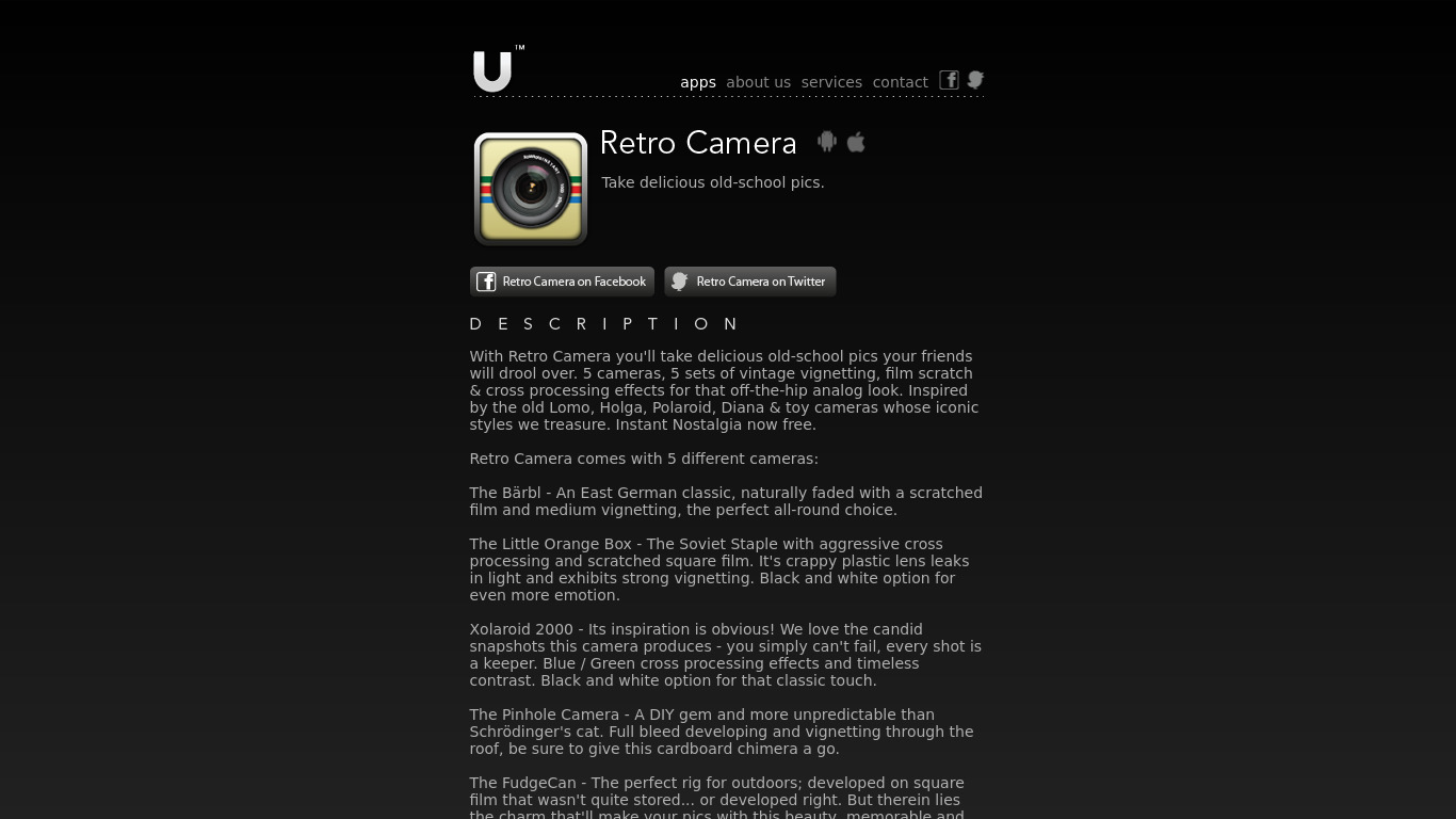 Retro Camera Landing page