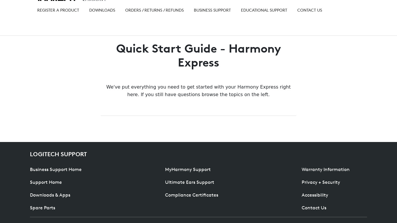 Harmony Express Landing page