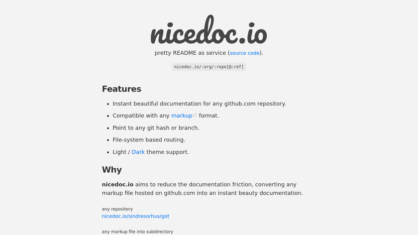 nicedoc.io Landing Page