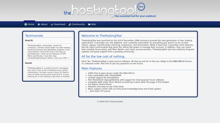 TheHostingTool Landing Page