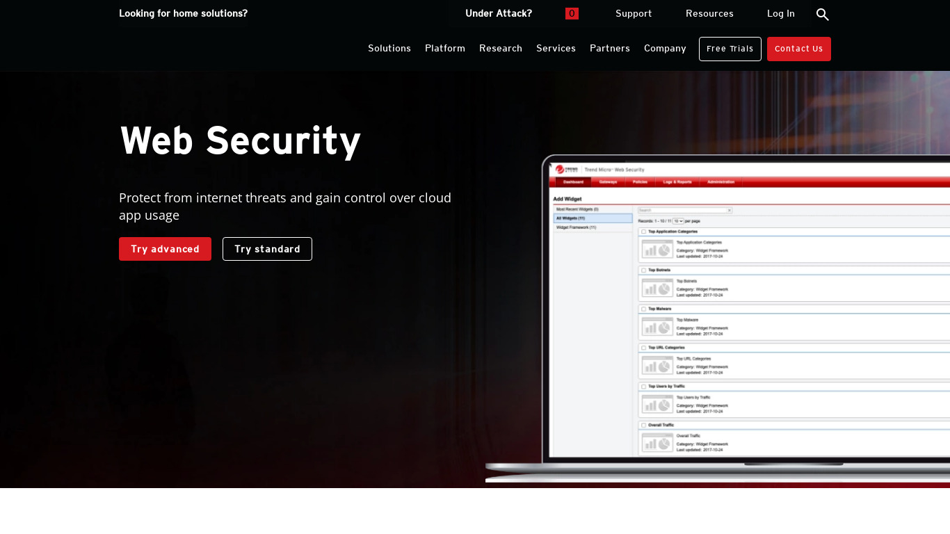 Trend Micro Secure Web Gateway Landing page