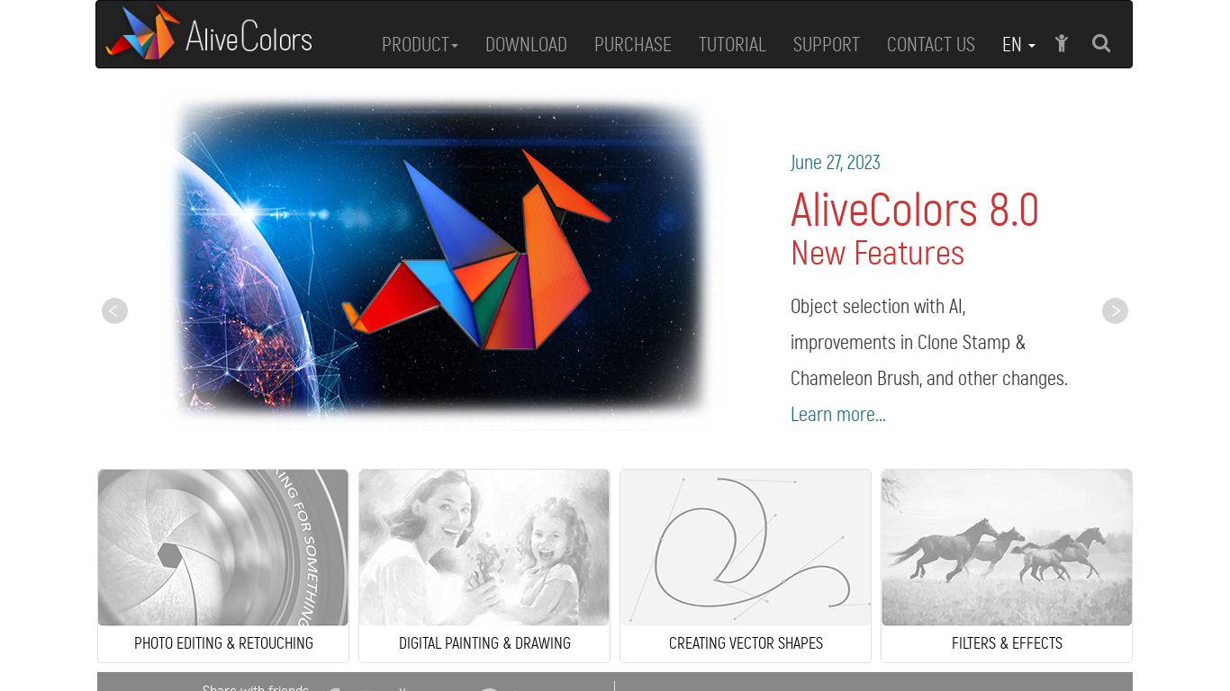AliveColors Landing page