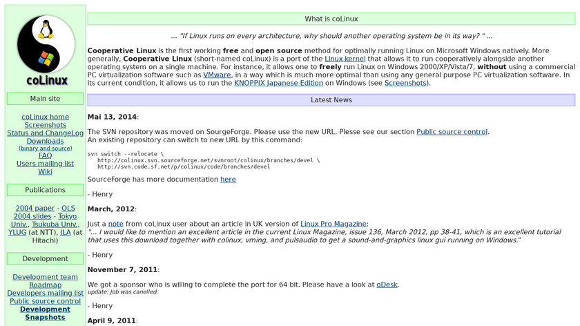 coLinux Landing Page