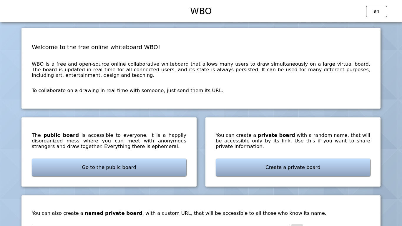 WBO Landing page