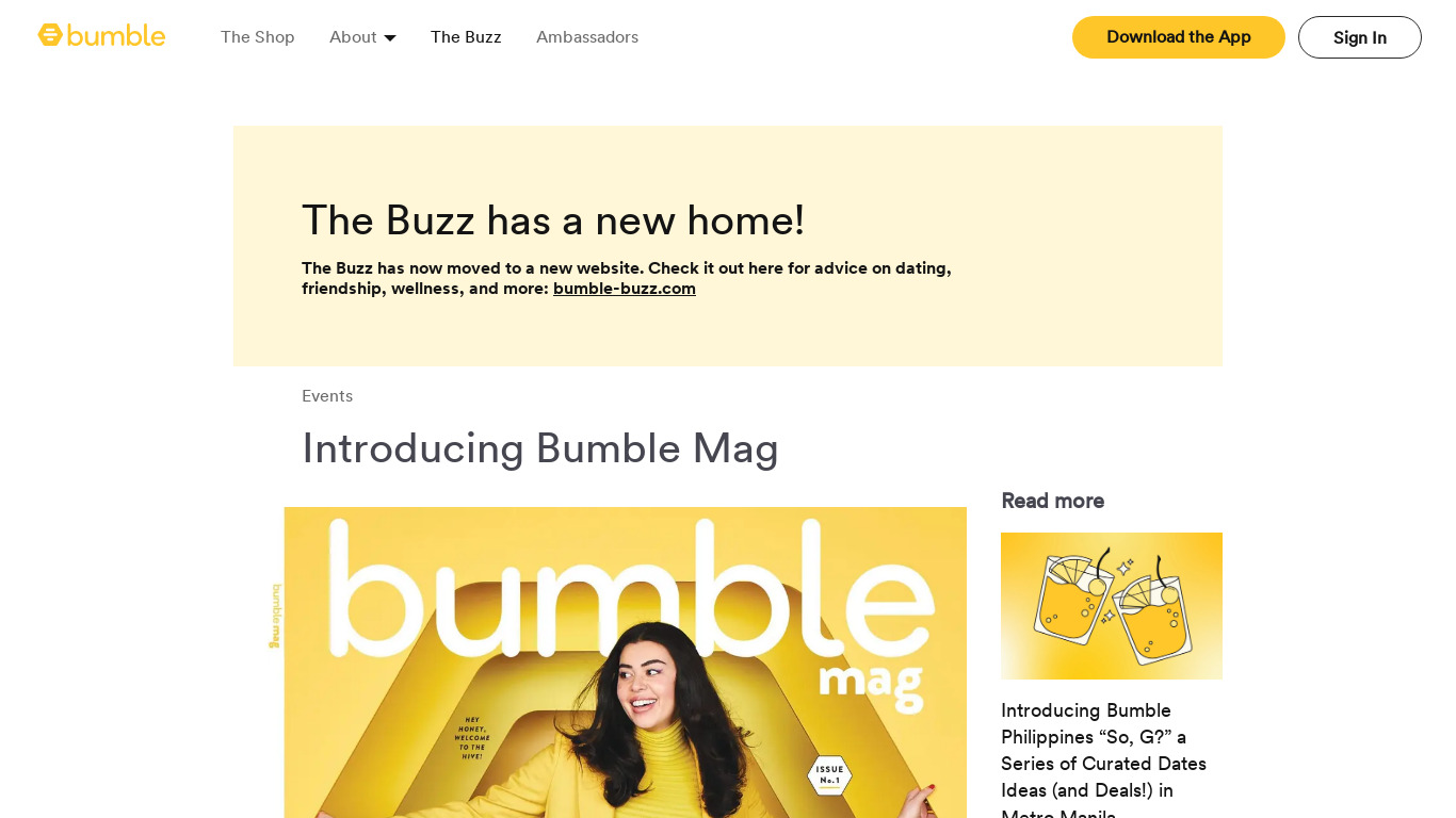 Bumble Mag Landing page