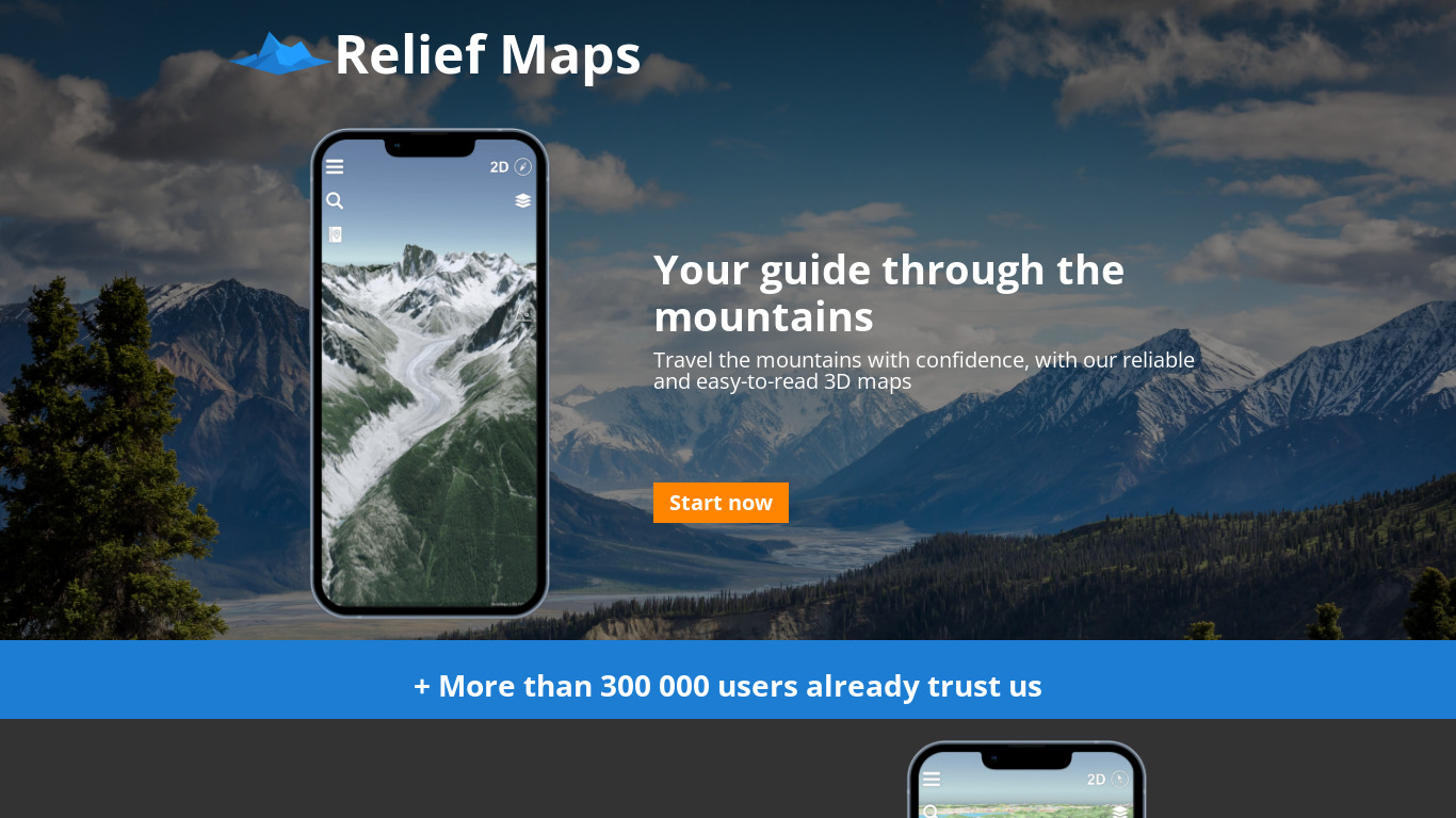 Relief Maps Landing page