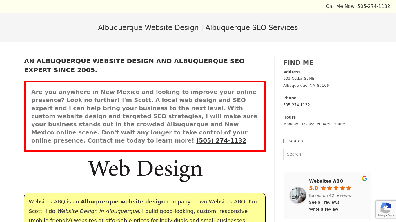 Websites ABQ Landing page
