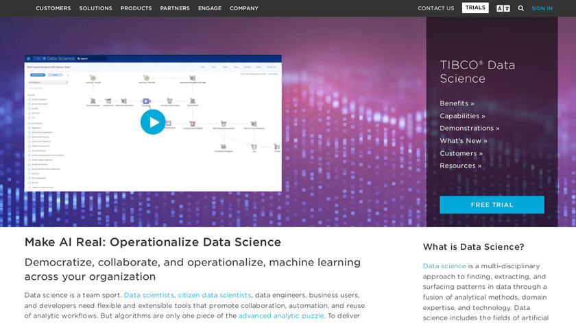Tibco Data Science Landing Page