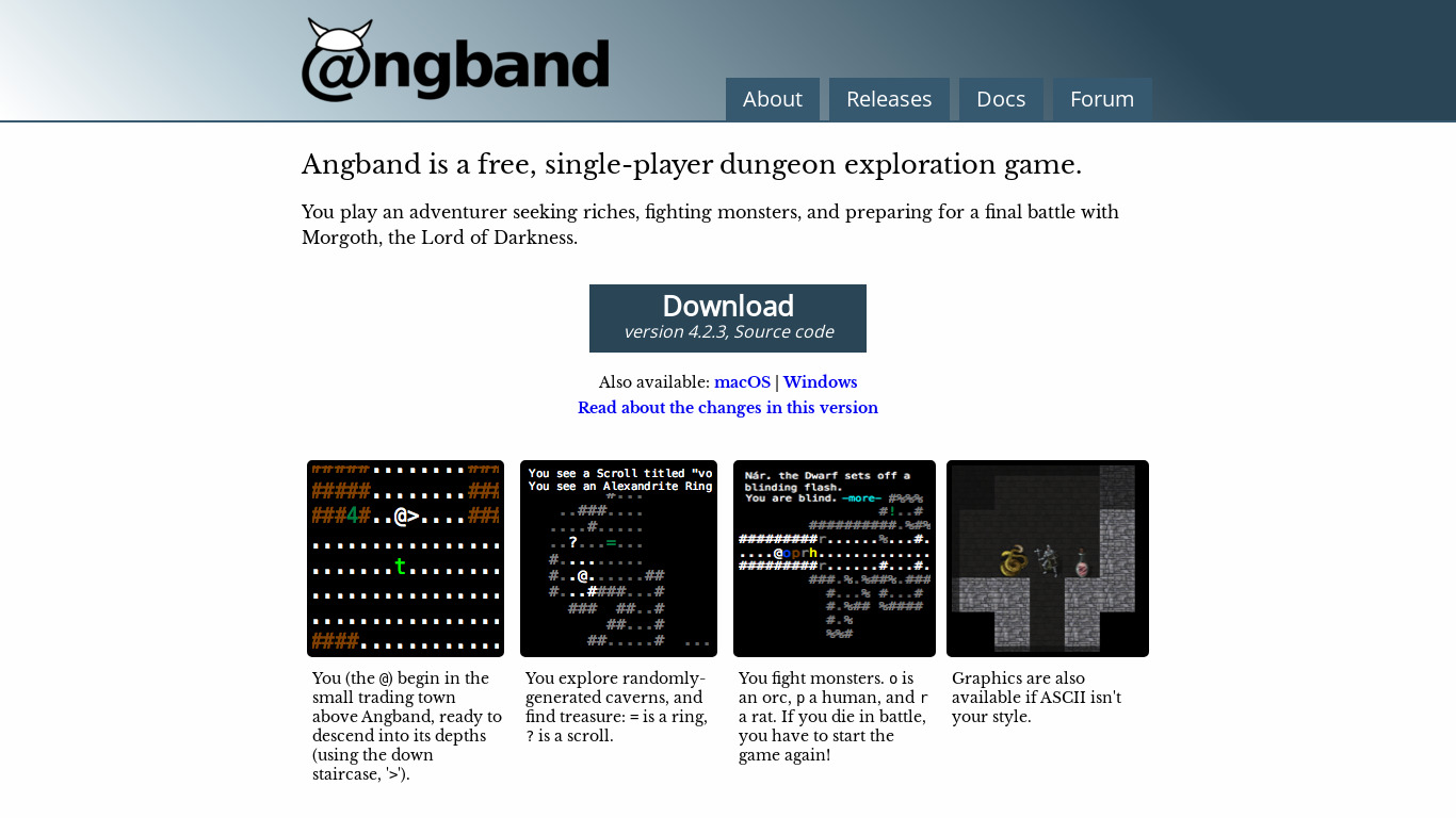 Angband Landing page