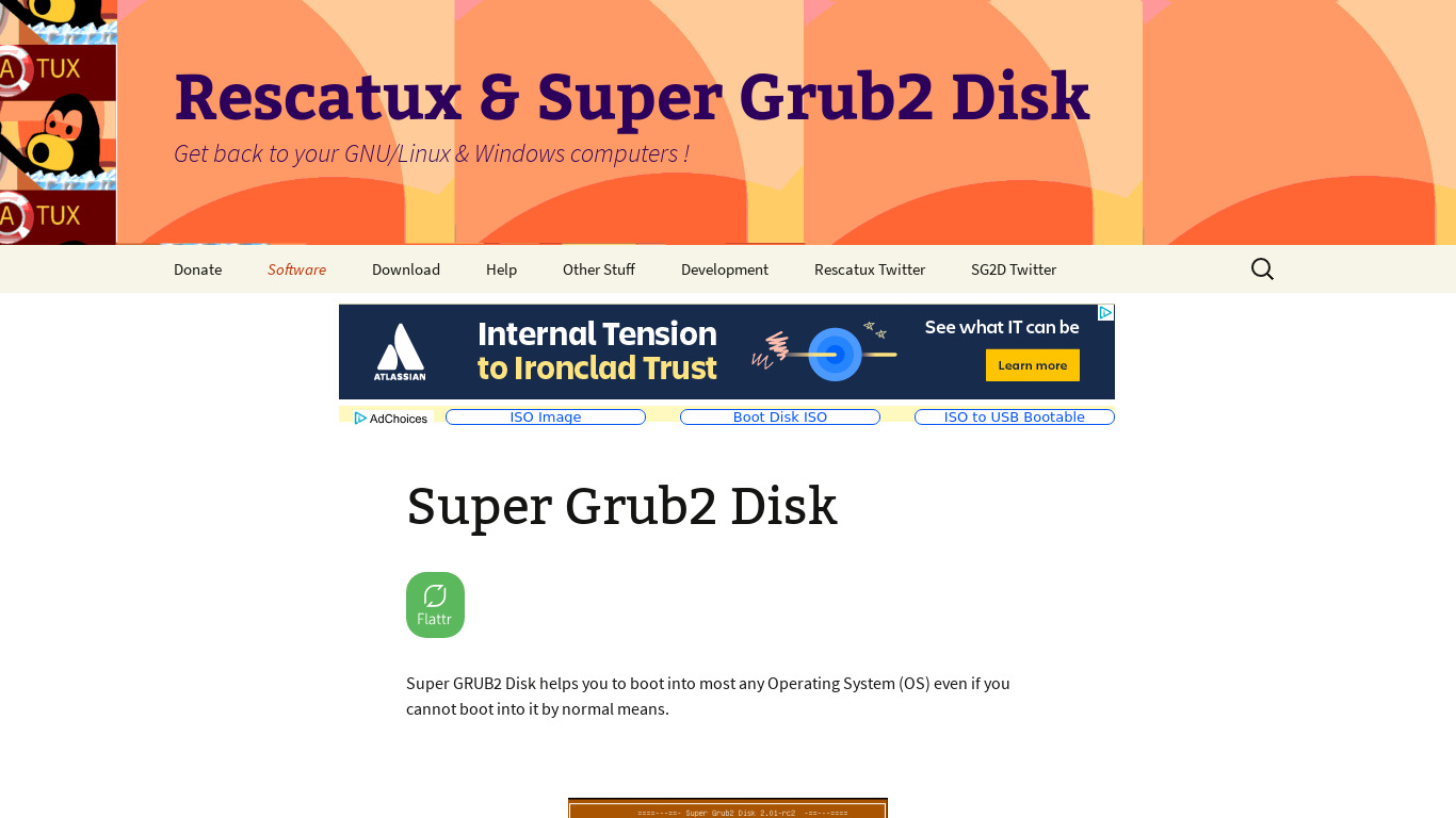 Super GRUB2 Disk Landing page
