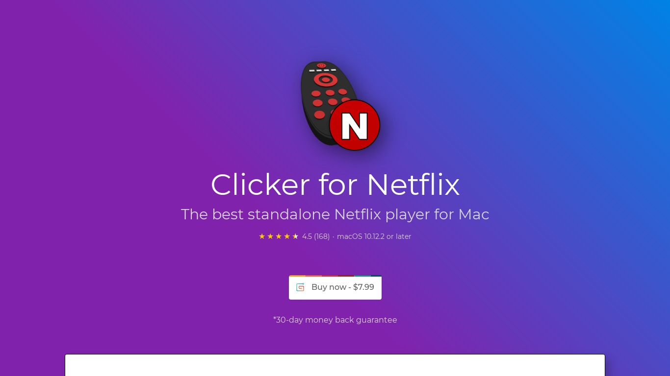 Clicker for Netflix Landing page