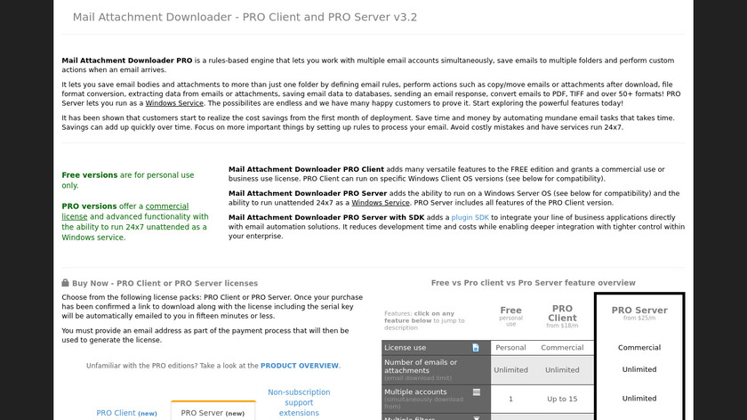 Mail Attachment Downloader PRO Server Landing Page