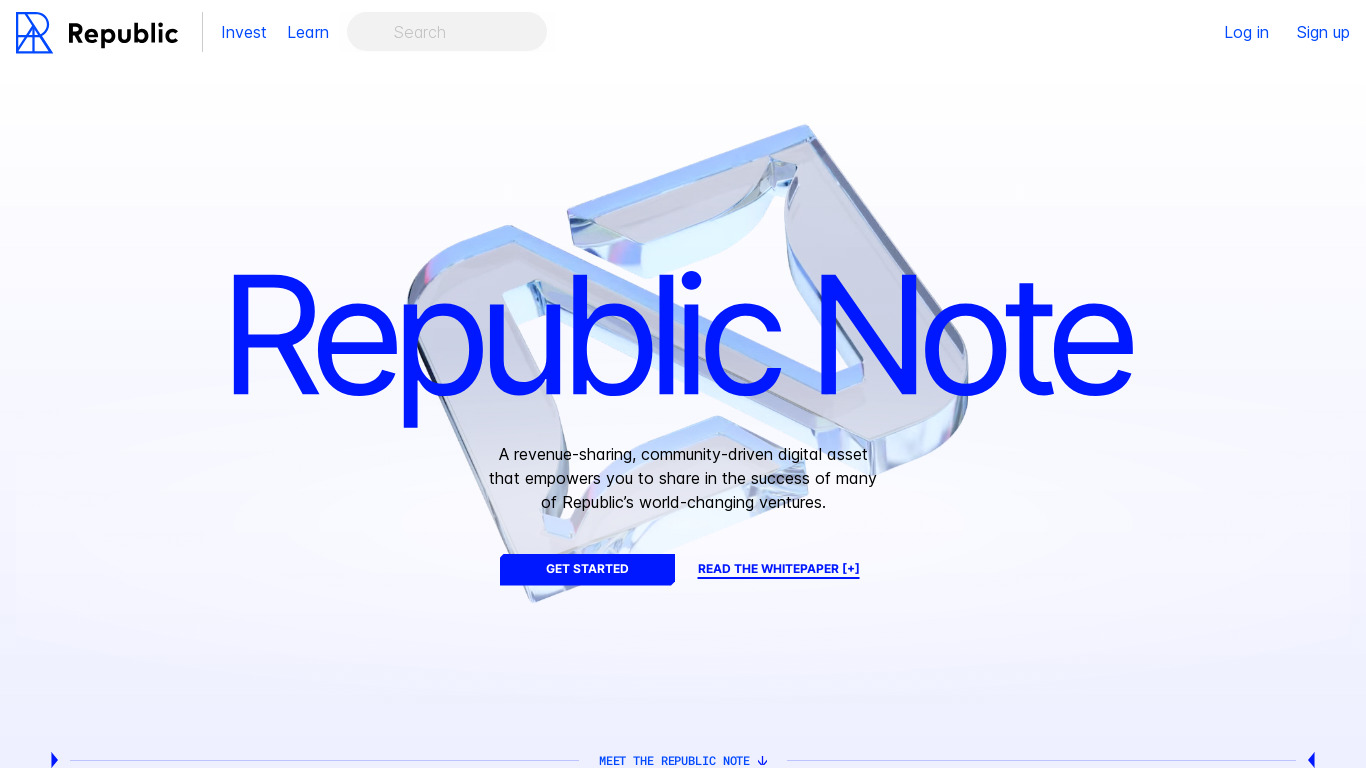 Republic Note Landing page