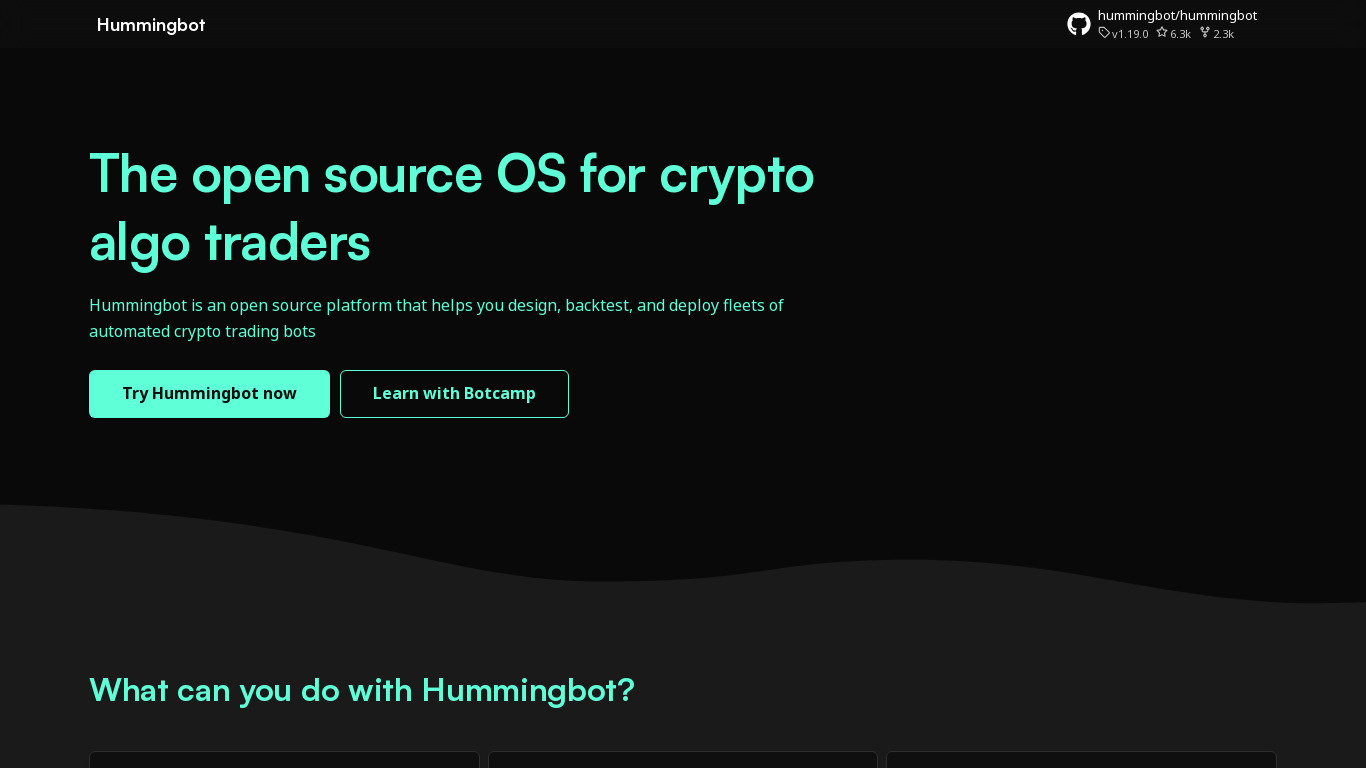 hummingbot Landing page