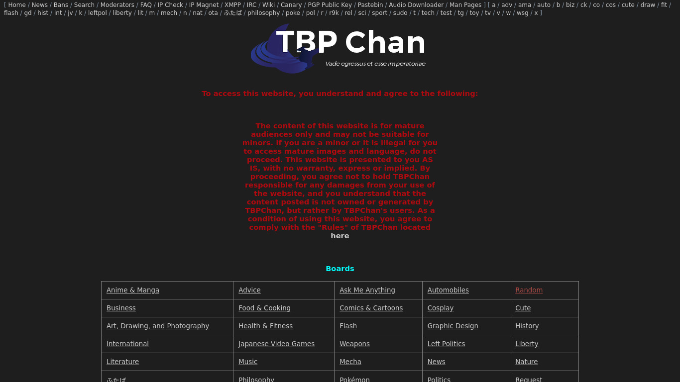 TBPChan Landing page