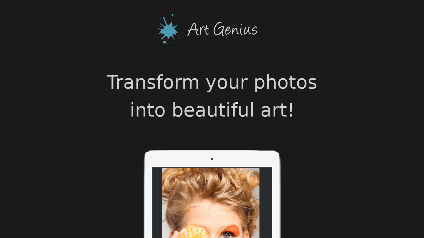 Art Genius Landing page