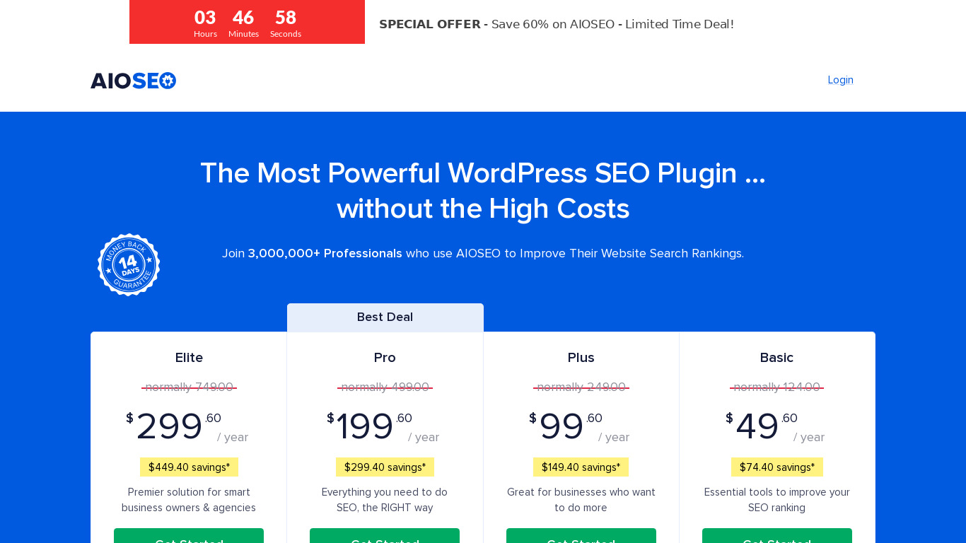 All In One SEO Pack Landing page