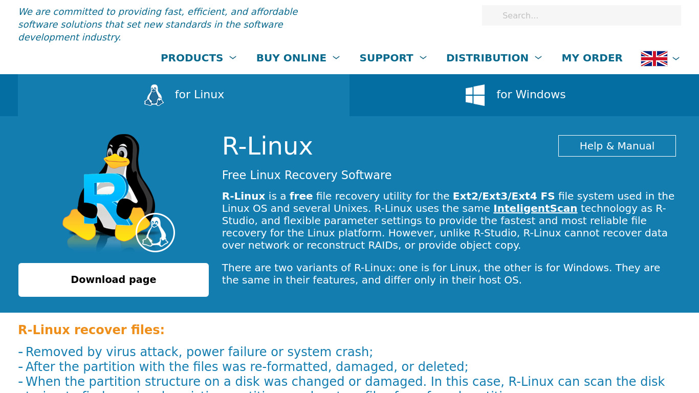 R-Linux Landing page
