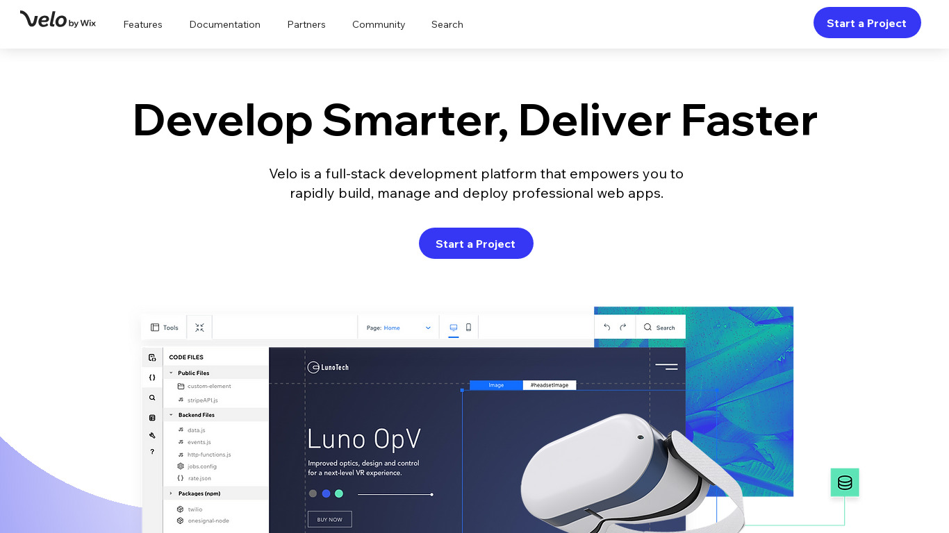 Corvid by Wix Landing page