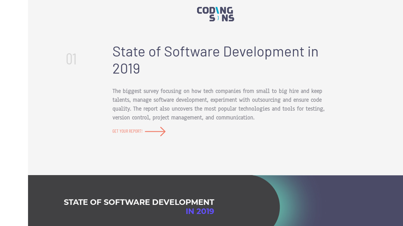 State of Software Development 2019 Landing page