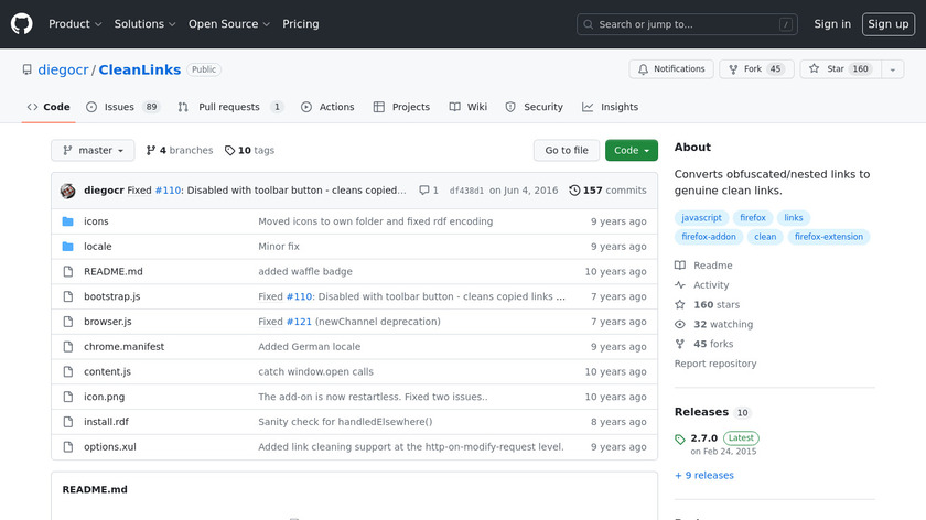 Clean Links Landing Page