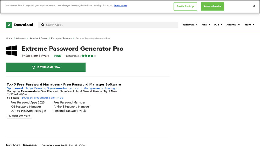 Extreme Password Generator Pro Landing Page