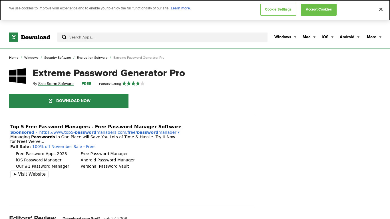 Extreme Password Generator Pro Landing page