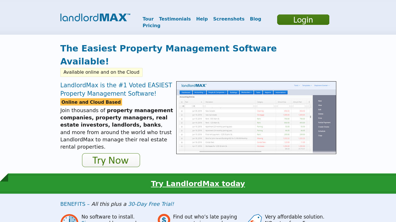 Landlordmax Landing page
