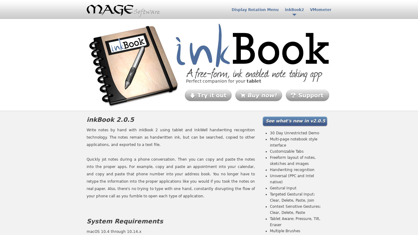 inkBook Landing page