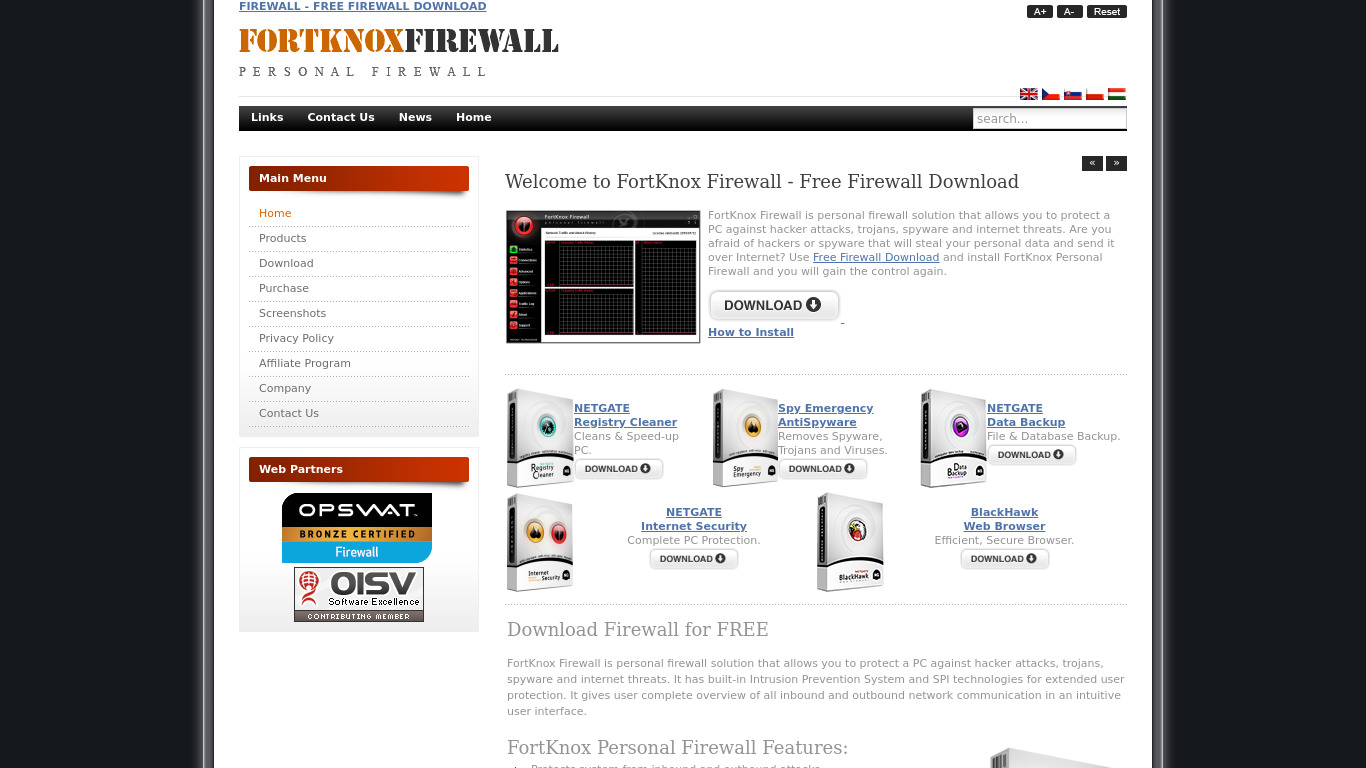 FortKnox Firewall Landing page