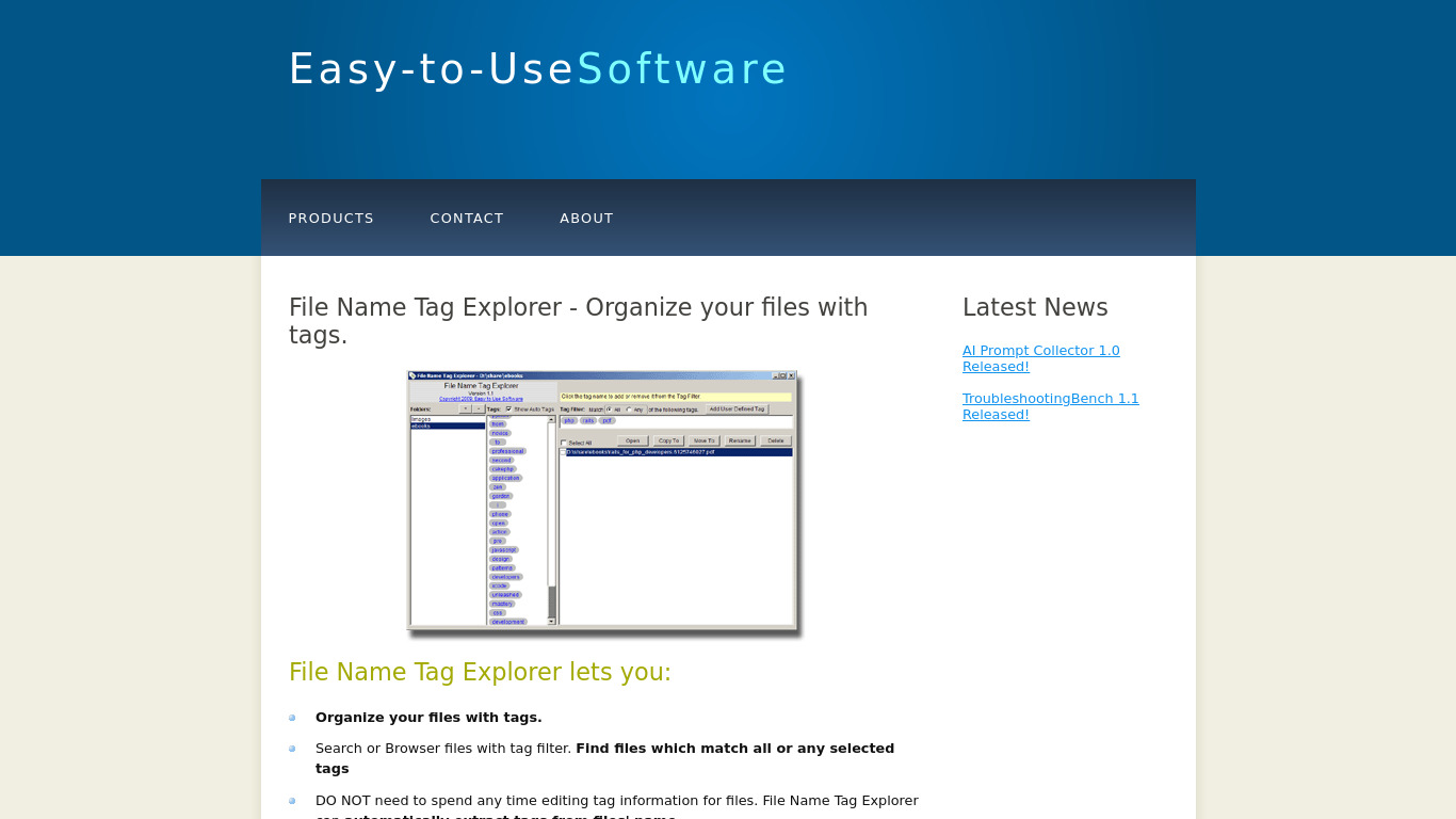 File Name Tag Explorer Landing page