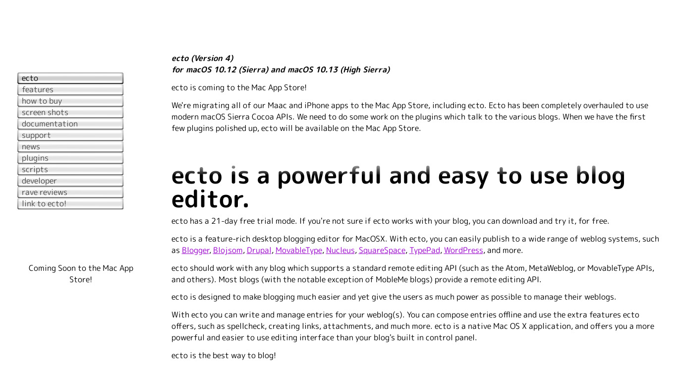 ecto Landing page