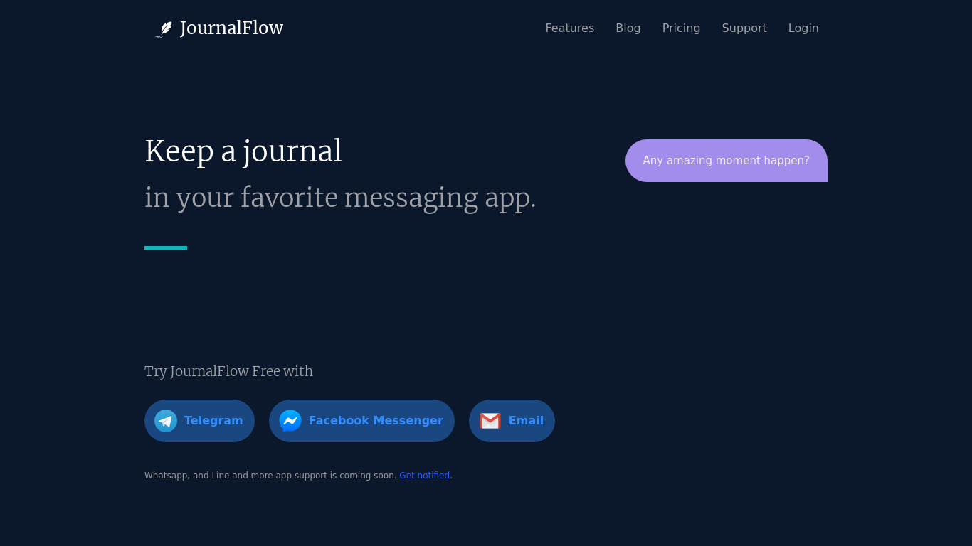 JournalFlow Landing page