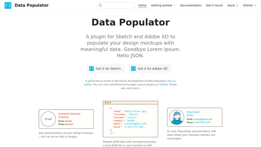 Data Populator Landing Page