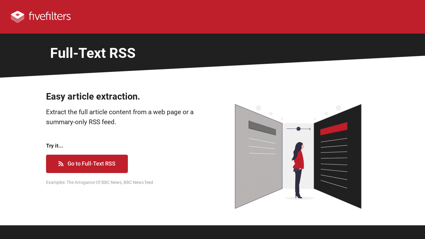 Full-Text RSS Landing page