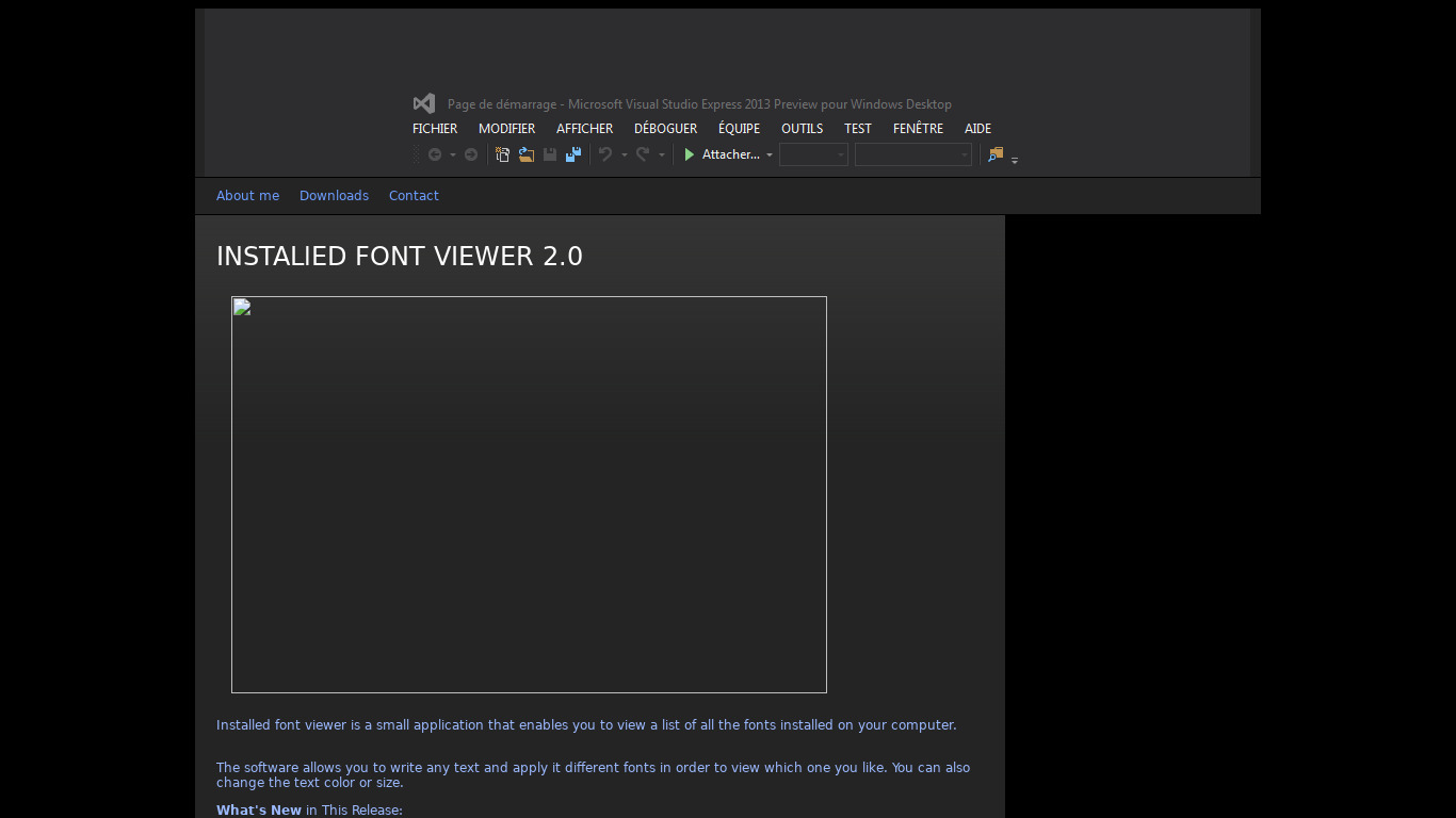 Installed font viewer Landing page
