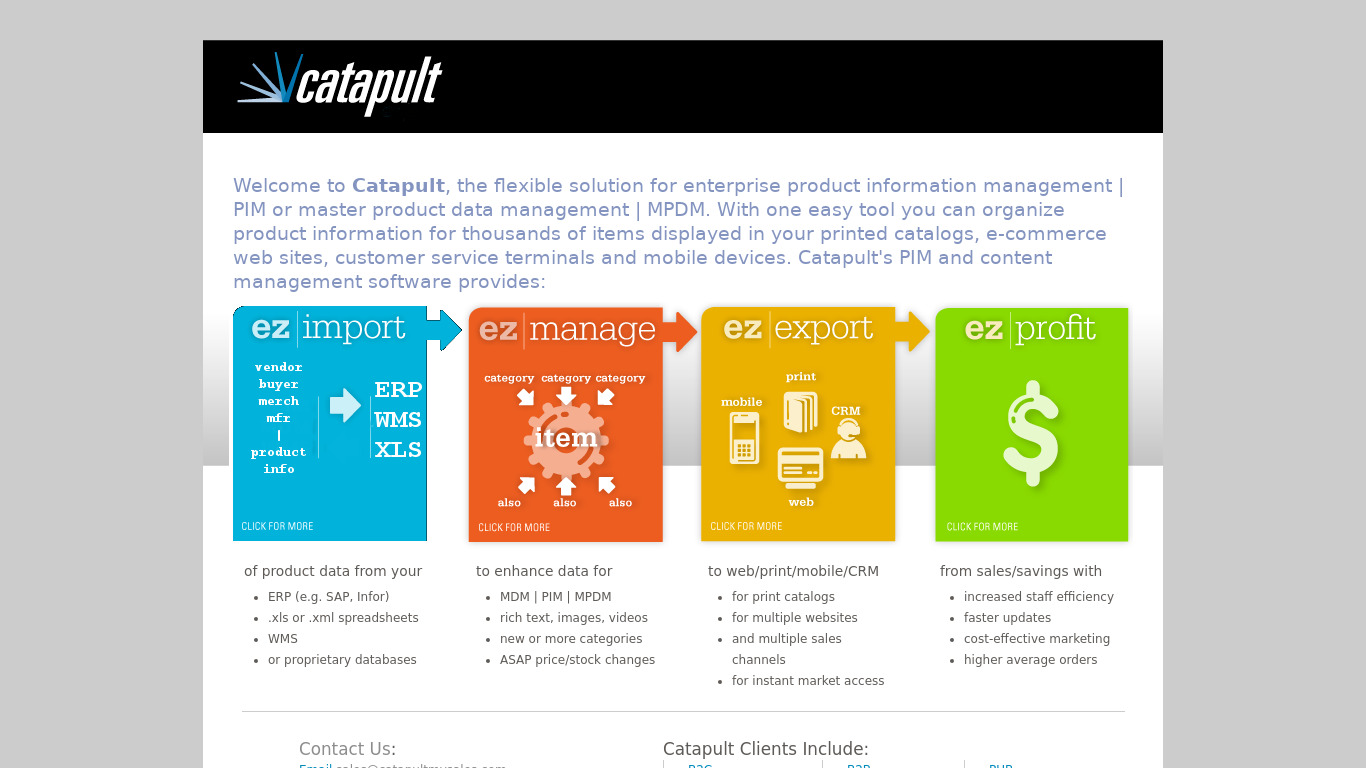 Catapult Manage Landing page