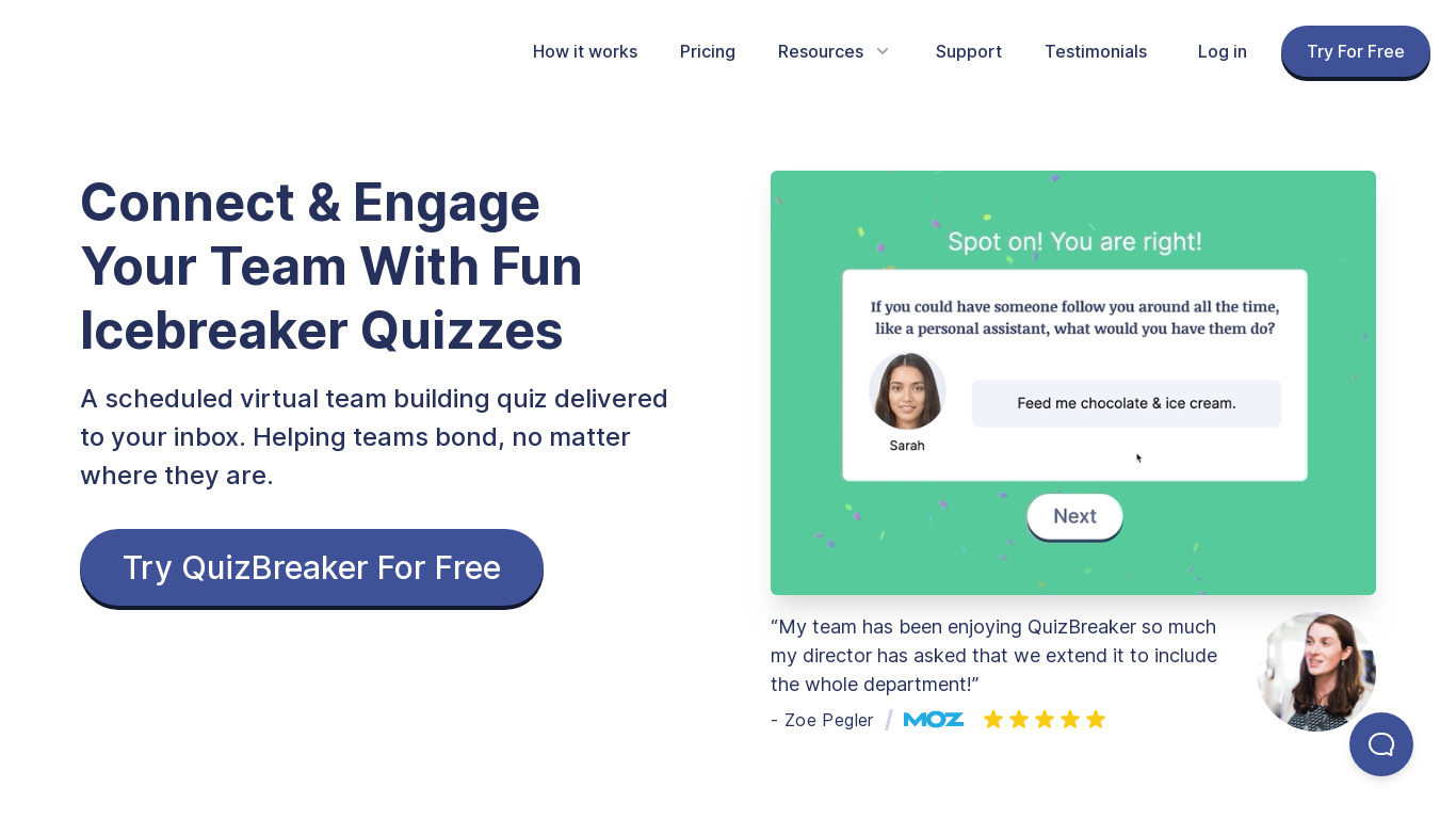 QuizBreaker Landing page