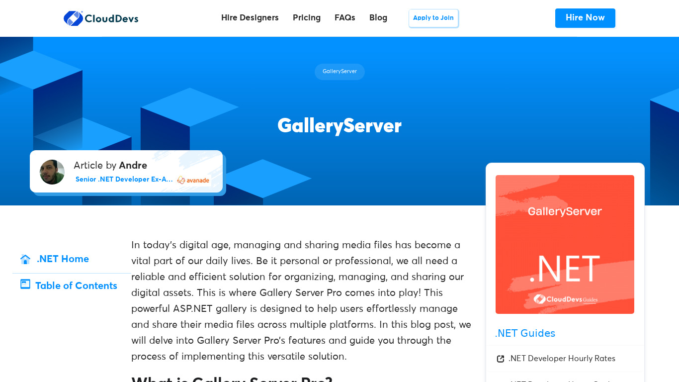 Gallery Server Landing page