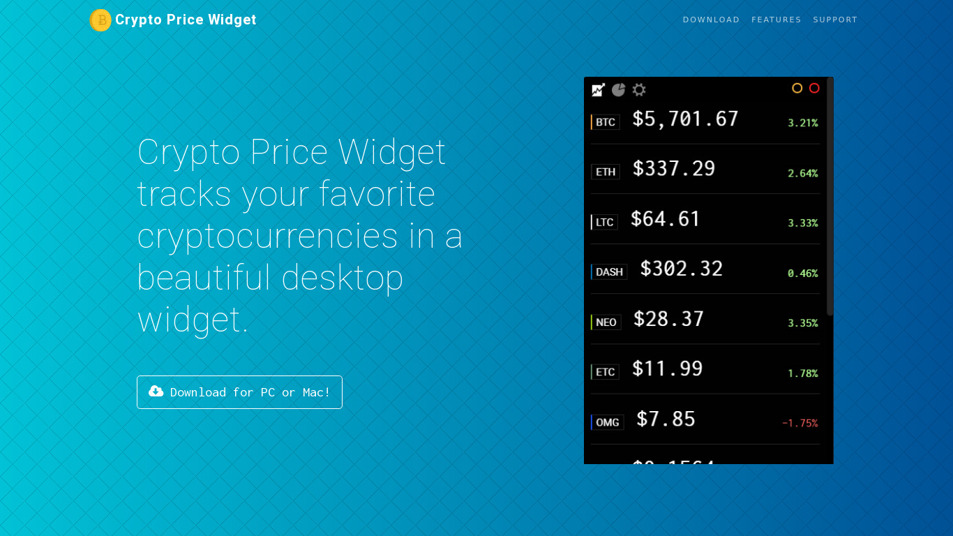 Crypto Price Widget Landing page