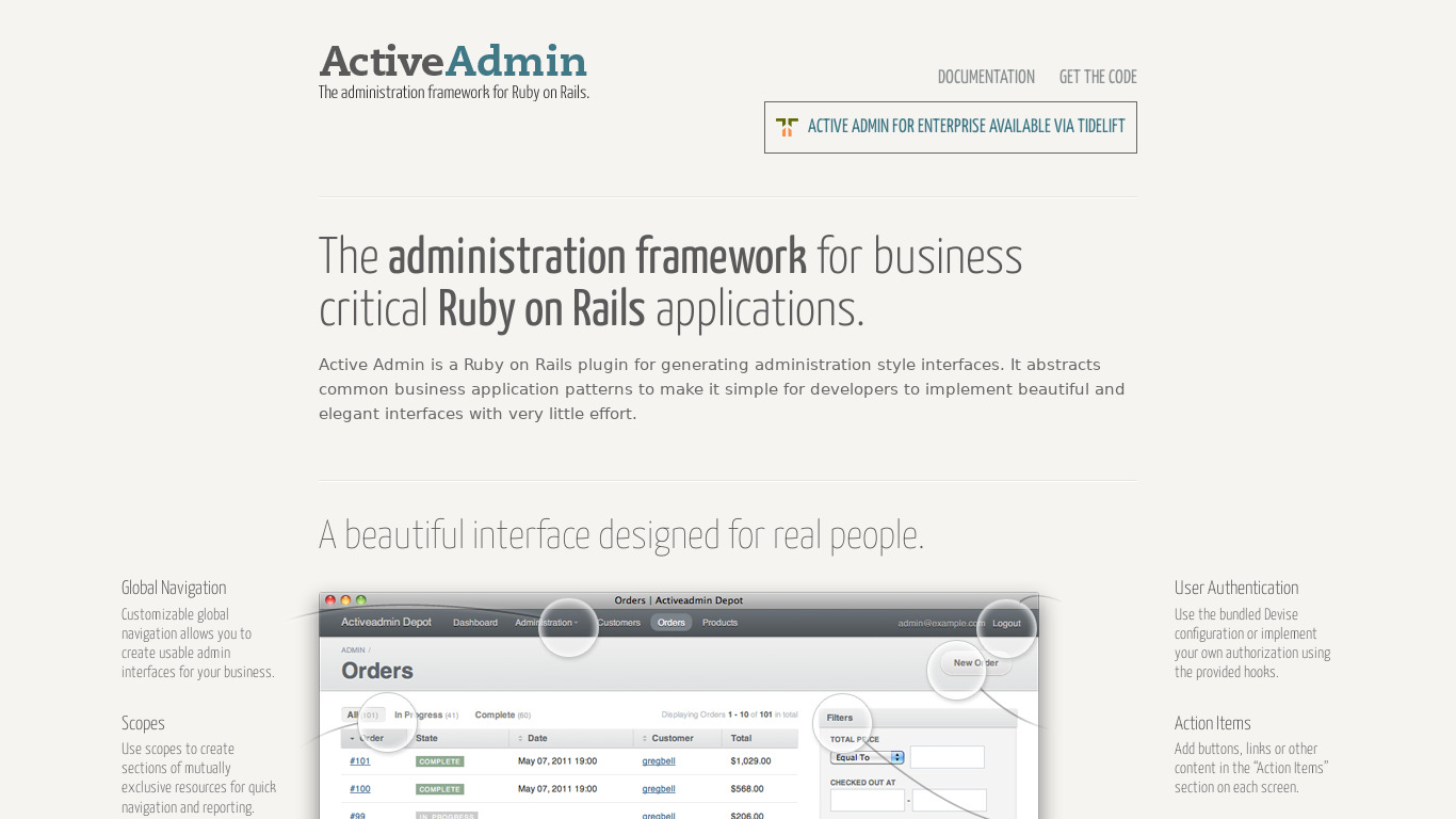 Active Admin Landing page