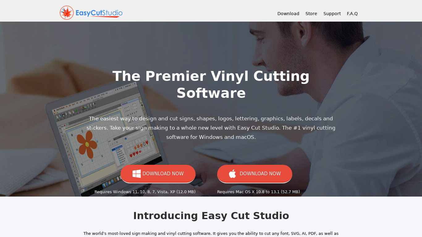 Easy Cut Studio Landing page